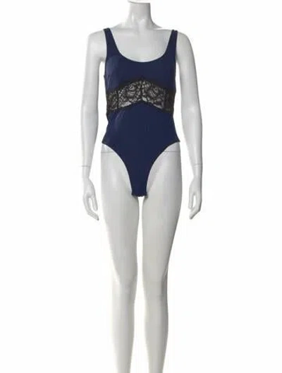 Pre-owned Fleur Du Mal Wool Scoop Neck Bodysuit In Blue
