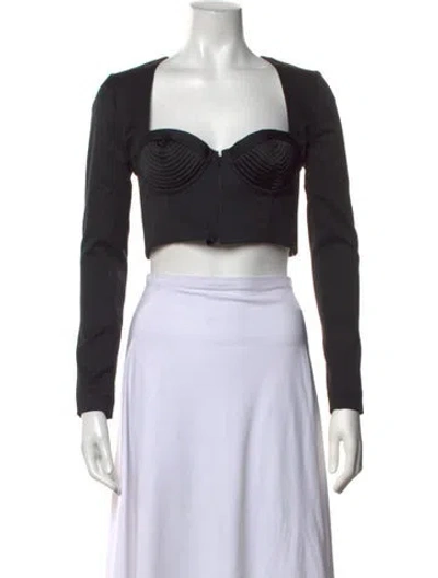 Pre-owned Fleur Du Mal Wool Square Neckline Crop Top In Black