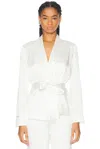 Fleur Du Mal X Galia Lahav Beaded Fringe Silk Smoking Jacket In Ivory