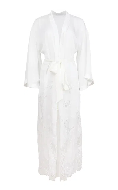 Fleur Du Mal X Galia Lahav Lace Applique Long Silk Robe