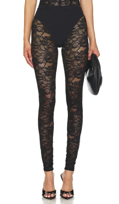Fleur Du Mal Lace & Jersey Legging In Black