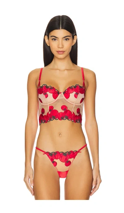 Fleur Du Mal X Revolve Tomato Embroidery Longline Bra In Sauce