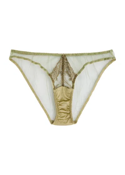 Fleur Of England Arianna Floral-embroidered Tulle Briefs In Sage
