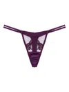 Fleur Of England Cecilia Double-strap Embroidered Thong In Purple