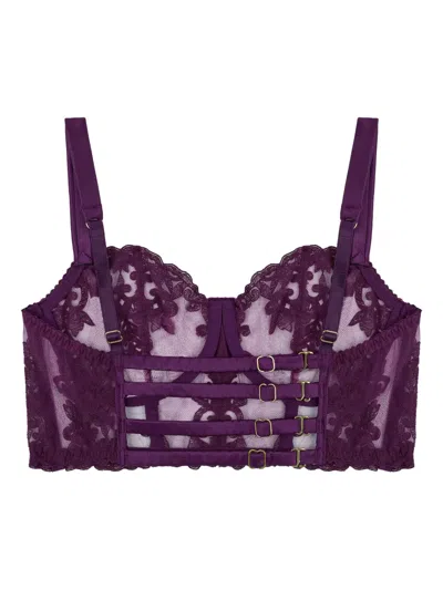 Fleur Of England Cecilia Lace Balconette Bra In Purple