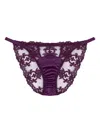 Fleur Of England Cecilia Lace-trimmed Satin Briefs In Purple