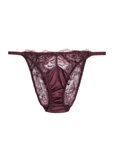 Fleur Of England Eliza Ouvert Lace Briefs In Dark Purple