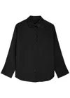 Fleur Of England Fleur Du Jour Silk-satin Pyjama Shirt In Black