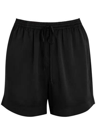 Fleur Of England Fleur Du Jour Silk-satin Pyjama Shorts In Black