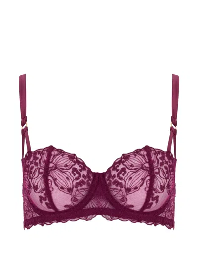 Fleur Of England Floral-lace Balcony Bra In Purple