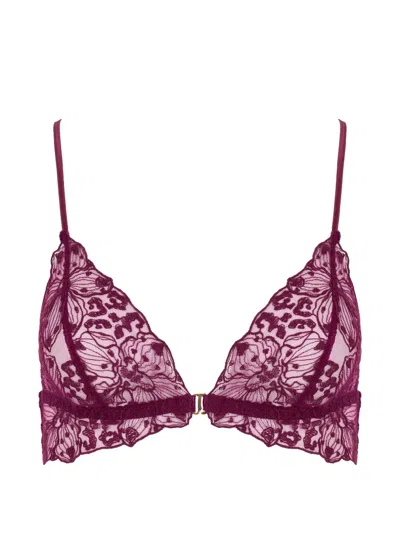 Fleur Of England Floral-lace Bra In Purple