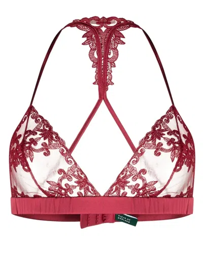 Fleur Of England Gisele Boudoir Floral-lace Bra In Red