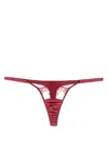 Fleur Of England Gisele Floral-embroidered Thong In Red