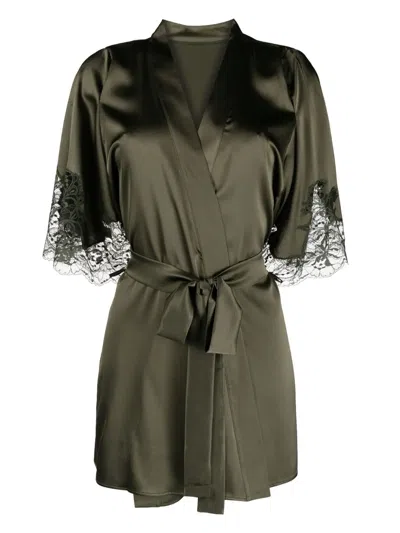 Fleur Of England Ingrid Silk Robe In Green