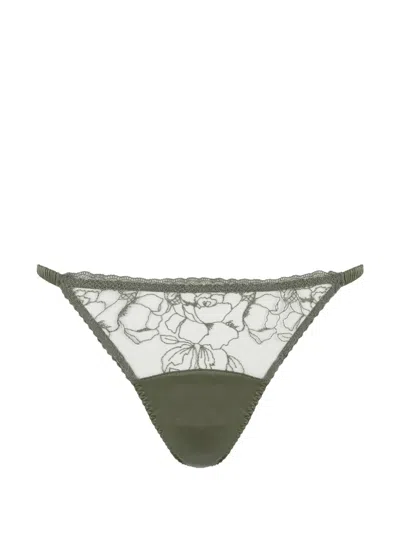 Fleur Of England Iona Embroidered Briefs In Green