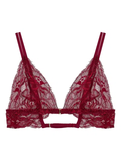 Fleur Of England Lace-trimmed Triangle Bra In Red