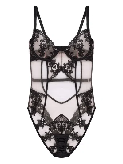 Fleur Of England Onyx Floral-lace Body In Black