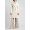 Fleurette Bianca Double Breasted Wool Coat In White