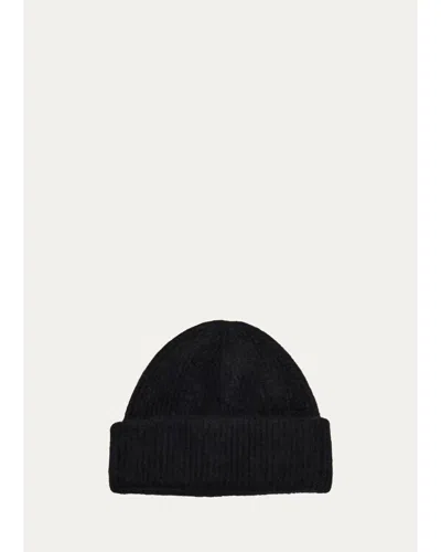 Fleurette Brushed Cashmere Beanie In Black