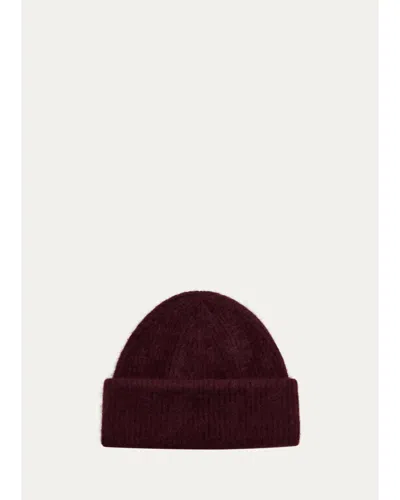 Fleurette Brushed Cashmere Beanie In Burgundy