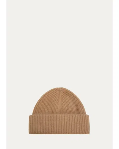 Fleurette Brushed Cashmere Beanie In Brown