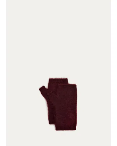 Fleurette Brushed Cashmere Fingerless Gloves In Brown
