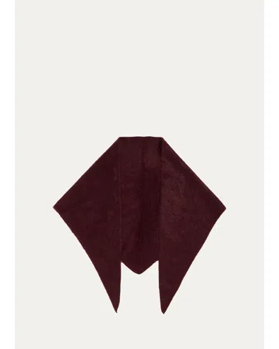 Fleurette Brushed Cashmere Triangle Wrap In Burgundy