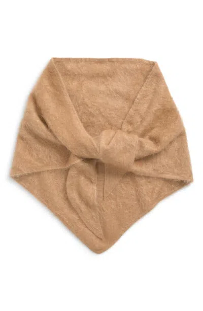 Fleurette Brushed Cashmere Triangle Wrap In Camel