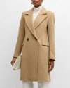 Fleurette Cami Double-breasted Short Wool Coat In Camel