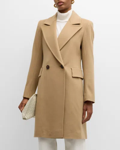 Fleurette Cami Double-breasted Short Wool Coat In Camel