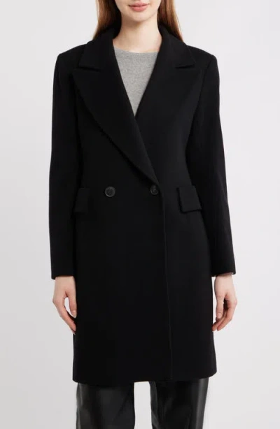 Fleurette Cara Loro Piana Cashmere & Wool Peak Lapel Coat In Black
