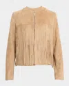 Fleurette Chloe Suede Fringe Jacket In Brown
