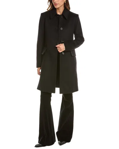 Fleurette Club Collar Wool Coat In Black