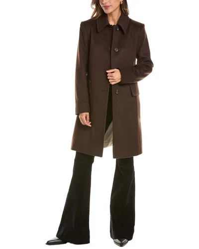 Fleurette Club Collar Wool Coat In Brown