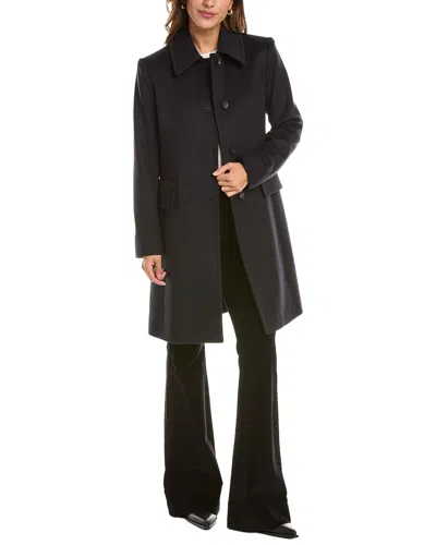 Fleurette Club Collar Wool Coat In Blue