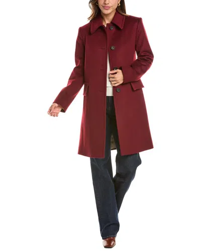 Fleurette Club Collar Wool Coat In Red