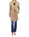 Fleurette Collared Wrap Coat In Camel In Brown