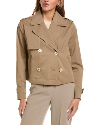 Fleurette Cropped Trench Coat In Brown