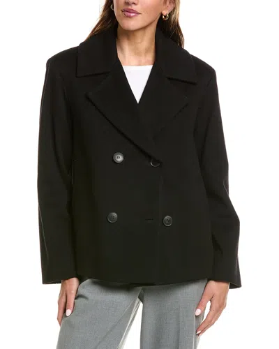 Fleurette Cropped Wool Peacoat In Black