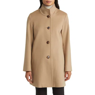 Fleurette Dawn Stand Collar Wool Car Coat In Camel
