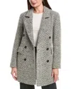 Fleurette Double Breasted Wool Coat In Gray