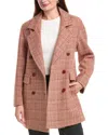 Fleurette Double Breasted Wool Coat In Pink