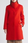 Fleurette Dusty Longline Wool Coat In Lava