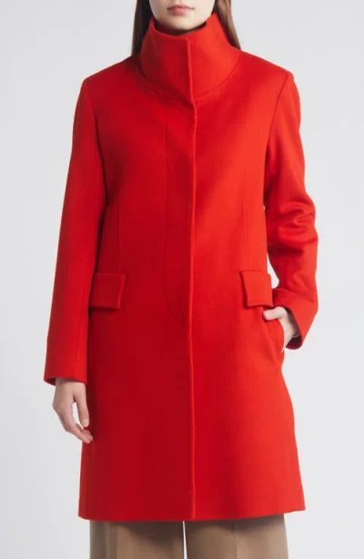 Fleurette Dusty Longline Wool Coat In Lava