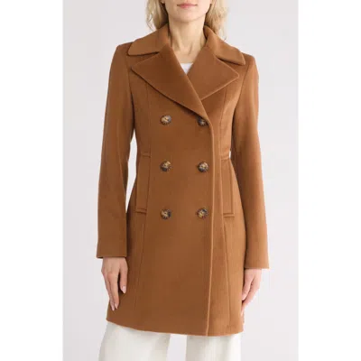 Fleurette Elongated Peacoat In Brown