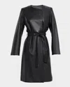Fleurette Evelyn Leather Wrap Coat In Black