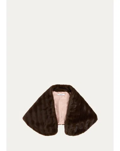 Fleurette Faux-fur Shawl In Brown