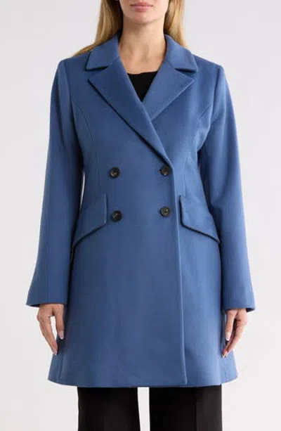 Fleurette Fit And Flare Wool Coat In Blue