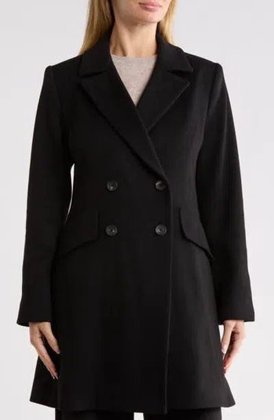 Fleurette Fit And Flare Wool Coat In Black
