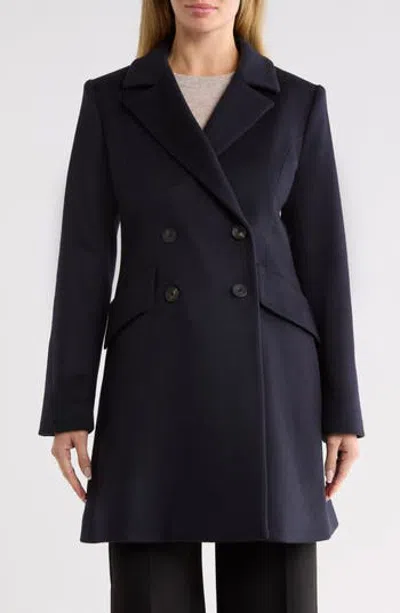 Fleurette Fit And Flare Wool Coat In Blue